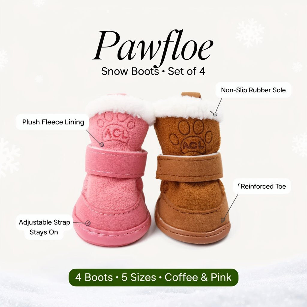 Cozy Paws Snow Boots in Coffee and Pink