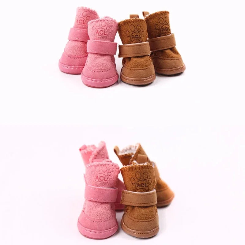 Cozy Paws Snow Boots in Coffee and Pink